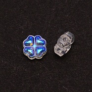 Transparent Czech Glass Beads, Clover, Royal Blue, 7.5x4.5mm, Hole: 0.9mm(GLAA-CJC0008-06B)