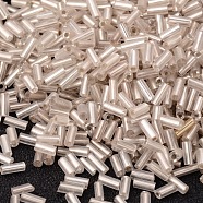 Glass Bugle Beads, Seed Beads, Clear, Silver-Lined, about 1.8mm in diameter, 4.5mm long, hole: 0.6mm(TSDB4.5mm21)