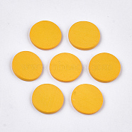 Painted Wood Cabochons, Flat Round, Gold, 20x2mm(WOOD-T021-17G)