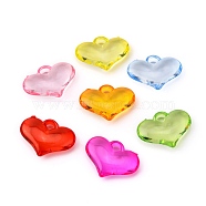 Transparent Acrylic Pendants, Heart, Mixed Color, 20x15x5mm, Hole: 2mm(X-TACR-R5-20X15mm-M)