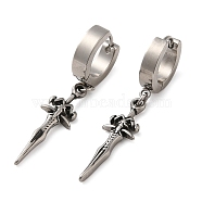 304 Stainless Steel Dangle Hoop Earrings, Human, 43x8mm(EJEW-Q795-16A-AS)