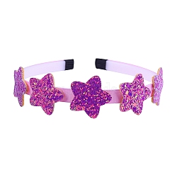 Star Candy Color Sequin Cloth Hair Bands, Hair Accessories for Girl, Purple, 140mm(PW-WG0EBFC-16)