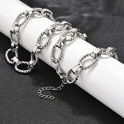 304 Stainless Steel Twisted Oval Link Chain Necklaces, Non-Tarnish, Stainless Steel Color, 17.95 inch(45.6cm)(NJEW-R023-13P)