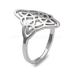 Non-Tarnish 304 Stainless Steel Adjustable Rings, Hollow Rhombus Knot Ring for Women, Stainless Steel Color, 2mm, Inner Diameter: 16.5mm(RJEW-B047-03P)