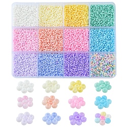 180G 12 Colors 13/0 Glass Seed Beads, Macaron Color, Round Hole, Round, Mixed Color, 2~2.3x1.5mm, Hole: 0.8mm, about 15g/color(SEED-YW0002-10)