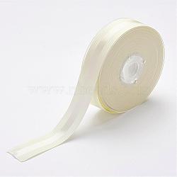 Polyester Grosgrain Ribbon, Beige, 1 inches(25mm), about 100yards/roll(SRIB-F002-25mm-028)