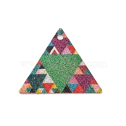 Geometric Alloy Sheet Printed Pendant Earrings Accessories, Triangle, 19.5x22x0.5mm, Hole: 1.6mm(PALLOY-E139-01G-04)