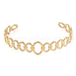 304 Stainless Steel Hollow Oval Cuff Bangle for Women, Golden, Inner Diameter: 2-5/8 inch(6.7cm)(BJEW-D061-04G)