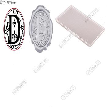Adhesive Wax Seal Stickers, Envelope Seal Decoration, For Craft Scrapbook DIY Gift, Silver Color, Letter D, 30mm, 50pcs/box