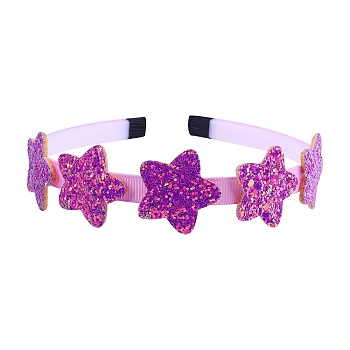 Star Candy Color Sequin Cloth Hair Bands, Hair Accessories for Girl, Purple, 140mm