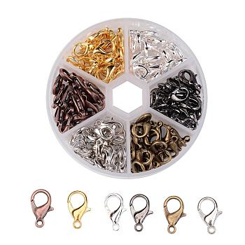 1 Box 240PCS 6 Colors Zinc Alloy Lobster Claw Clasps Jewelry Making Findings, Mixed Color, 10x6mm, Hole: 1mm, about 40pcs/compartment