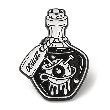 Punk Style Enamel Pin, Black Zinc Alloy Brooch for Backpack Clothes, Eye & Bottle, 30x22x1.5mm