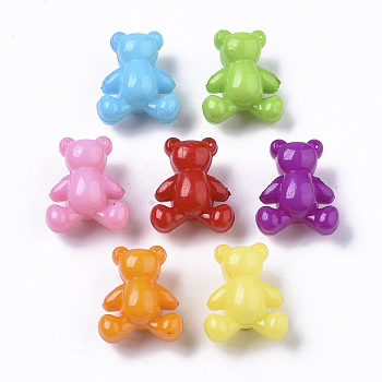 Opaque Acrylic Beads, Bear, Mixed Color, 13.5x11.5x7.5mm, Hole: 2.5mm, about 1110pc/500g
