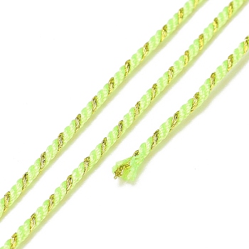 Polycotton Filigree Cord, Braided Rope, with Plastic Reel, for Wall Hanging, Crafts, Gift Wrapping, Green Yellow, 1.2mm, about 27.34 Yards(25m)/Roll