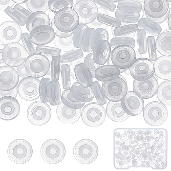 100Pcs Comfort TPE Plastic Pads for Clip on Earrings, Anti-Pain, Clip on Earring Cushion, WhiteSmoke, 7x7x2mm, Hole: 2mm