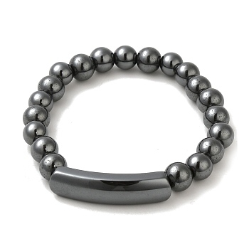 Non-Magnetic Synthetic Hematite Bracelets, 49mm, Round: 8mm, Tube: 35~38x9~10mm