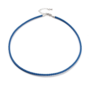 Braided Round Imitation Leather Bracelets Making, with Stainless Steel Color Tone Stainless Steel Lobster Claw Clasps, Dodger Blue, 17-1/8 inch(43.6cm)