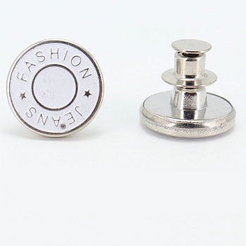 Alloy Button Pins for Jeans, Nautical Buttons, Garment Accessories, Round, Word, 17mm