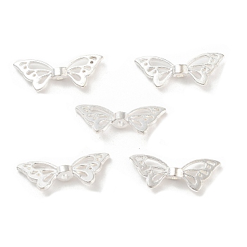 Alloy Beads, Butterfly, Silver, 8x21.5x3.5mm, Hole: 1.8mm