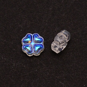 Transparent Czech Glass Beads, Clover, Royal Blue, 7.5x4.5mm, Hole: 0.9mm
