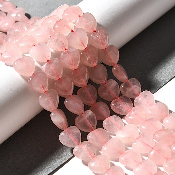 Natural Rose Quartz Beads Strands, Heart, 10.5x10.5~11.5x4.5~5mm, Hole: 0.7~1mm, about 38~40pcs/strand, 36.8~42.6cm