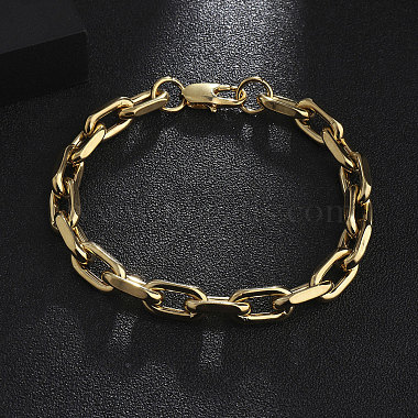 201 bracelets à maillons ovales en acier inoxydable pour hommes(BJEW-R313-07G)-2