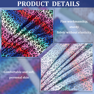 Leopard Print Rainbow Pattern Polycotton Fabric(DIY-WH0028-18B)-4