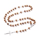 Religious Prayer Pine Wood Beaded Lariat Necklace(BJEW-O140-04P)-1