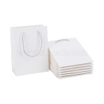 Kraft Paper Bags Gift Shopping Bags, with Nylon Cord Handle, Rectangle, White, 12x5.8x16cm(ABAG-E002-09B)