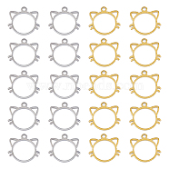 20Pcs 2 Colors 304 Stainless Steel Charms, Cat Head Charms, Golden & Stainless Steel Color, 10x11x1mm, Hole: 1mm, 10pcs/color(STAS-DC0013-73)