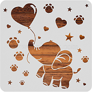 PET Hollow out Drawing Painting Stencils Sets for Kids Teen Boys Girls, for DIY Scrapbooking, School Projects, Elephant, 29.7x21cm, 4 sheets/pcs(DIY-WH0172-753)