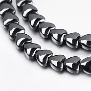 Non-magnetic Synthetic Hematite Beads Strands, Heart, 4x4.5x2.5mm, Hole: 0.5mm, about 107pcs/strand, 15.7 inch(40cm)(G-P341-38-4mm)