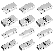DICOSMETIC 12Pcs 2 Style 304 Stainless Steel Watch Band Clasps, Rectangle, Stainless Steel Color, 6pcs/style(STAS-DC0003-32)