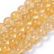Natural Citrine Beads Strands, Round, Dyed & Heated, 12mm, Hole: 1mm, about 33pcs/strand, 15.5 inch(G-E326-12mm-01)