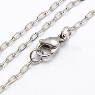 Trendy Unisex 304 Stainless Steel Cable Chain Necklaces, with Lobster Clasps, Stainless Steel Color, 17.7 inch(X-NJEW-M046-C-02)