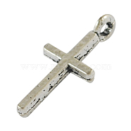 Alloy Pendants, Cadmium Free & Lead Free, Cross, Antique Silver, 17x8x2mm, Hole: 2mm(X-PALLOY-2314-AS-LF)