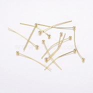 Brass Ball Head Pins, Long-Lasting Plated, Real 18K Gold Plated, Cadmium Free & Nickel Free & Lead Free, 25x0.5mm, 24 Gauge, Head: 2mm(X-KK-F714-07G-B)