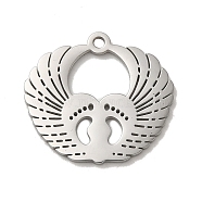 304 Stainless Steel Pendants, Laser Cut, Heart with Wing Charm, Stainless Steel Color, 23x25x1.5mm, Hole: 1.8mm(STAS-K270-21P)