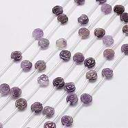 Natural Amethyst Beads, Rose, 12x10~11mm, Hole: 1mm(G-O156-C-14)