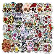 Halloween Theme Luminous Body Art Tattoos Stickers, Removable Temporary Tattoos Paper Stickers, Skull, Mixed Color, 30~60mm, 50pcs/set(SKUL-PW0002-092)