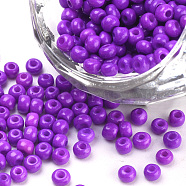 Baking Paint Glass Seed Beads, Round, Dark Violet, 3x1.5~3mm, Hole: 1mm, about 10000pcs/bag, about 450g/bag(SEED-Q025-3mm-L29)