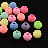 Round Spray Painted Fluorescent Acrylic Beads, Mixed Color, 10mm, Hole: 2mm, about 1020pcs/500g(MACR-R554-15)
