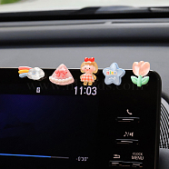 Resin Mini Girl/Star/Heart/Tulip/Rainbow Ornament, for Car Center Console Decoration, Mixed Color, 27x18mm, 5pcs/set(PC-PW0001-14)
