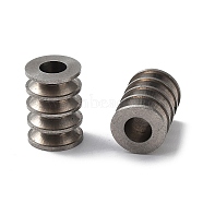 303 Stainless Steel European Beads, Large Hole Beads, Grooved Column, Stainless Steel Color, 8x11.3mm, Hole: 4mm(STAS-Q302-28B-P)
