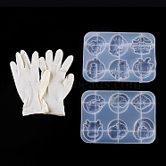 DIY Silicone Molds, Resin Casting Molds, For UV Resin, Epoxy Resin Jewelry Making, with Disposable Rubber Gloves, Constellation, White, 183x128x20mm, Inner Diameter: 47~58x46~57mm, 2pcs/set(DIY-X0293-93)
