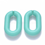 Opaque Spray Painted Acrylic Linking Rings, Quick Link Connectors, for Cable Chains Making, Oval, Turquoise, 31x19.5x5.5mm, Inner Diameter: 19.5x7.5mm(OACR-S036-006A-I07)