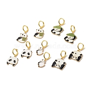 Alloy Enamel Panda Dangle Hoop Earrings for Women, Light Gold, Mixed Color, 36~42mm, Pin: 1mm(EJEW-JE04774)