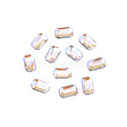Glass Rhinestone Cabochons, Nail Art Decoration Accessories, Faceted, Rectangle Octagon, Lilac, 5x3x1.5mm(MRMJ-N027-023B)