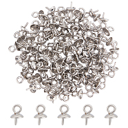 304 Stainless Steel Cup Pearl Peg Bails Pin Pendants, For Half Drilled Beads, Stainless Steel Color, 7x4mm, 100pcs/box(STAS-UN0002-29P)