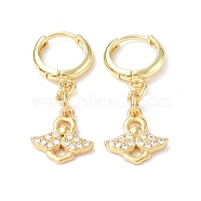 Clear Cubic Zirconia Angel Dangle Hoop Earrings, Rack Plating Brass Jewelry for Women, Golden, 31mm, Pin: 1mm(EJEW-B017-07G)